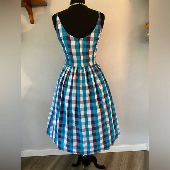 😍 TATYANA PLAID SWING RETRO PINUP PICNIC SUMMER SWING DRESS - Picture 3 of 10